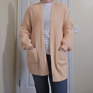 Woven Heart Soft Peach Cardigan
